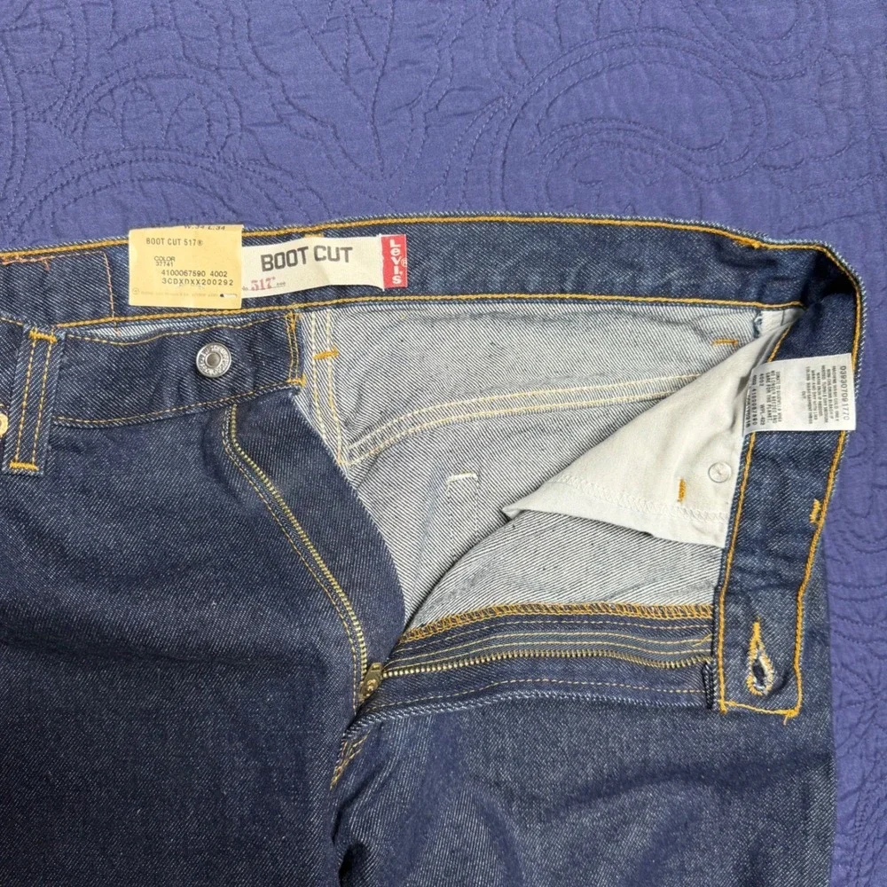 Dead Stock NWT Levis 517 Bootcut Jeans Mens 34x34 (34x35) Slim Fit Blue Denim